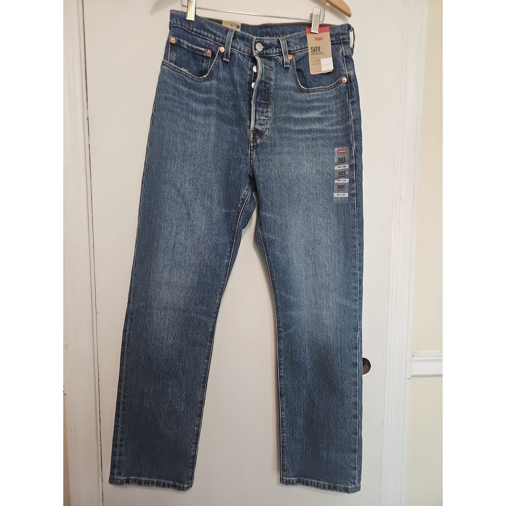 Levis 501 Original Fit Jeans Womens 30x30 Straight Leg 90s High Rise Light Wash